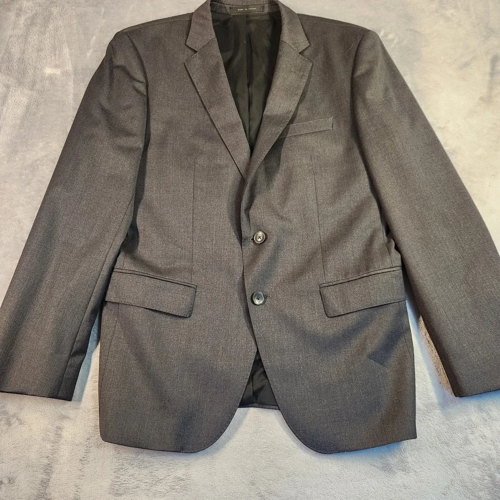 BOSS Hugo Boss Blazer Mens 40S Charcoal Gray Super 120s Wool Trabaldo Togna
